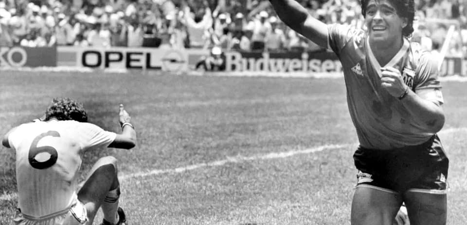 Diego Maradona celebrating a goal during a match