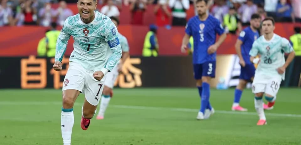 Cristiano Ronaldo celebrating after scoring a goal