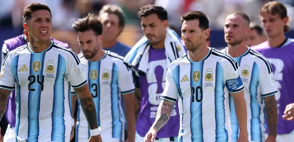 Argentina players walking off the pitch after match
