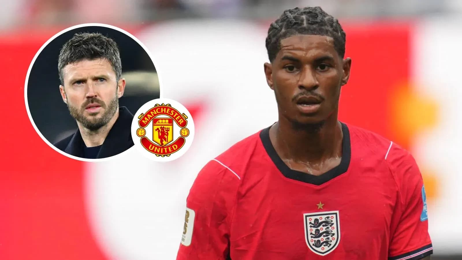 Futbolchi maydonda, Manchester United logotipi va murabbiy