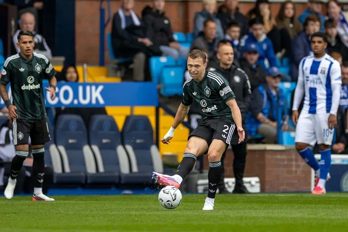 Player kicking ball during a football match