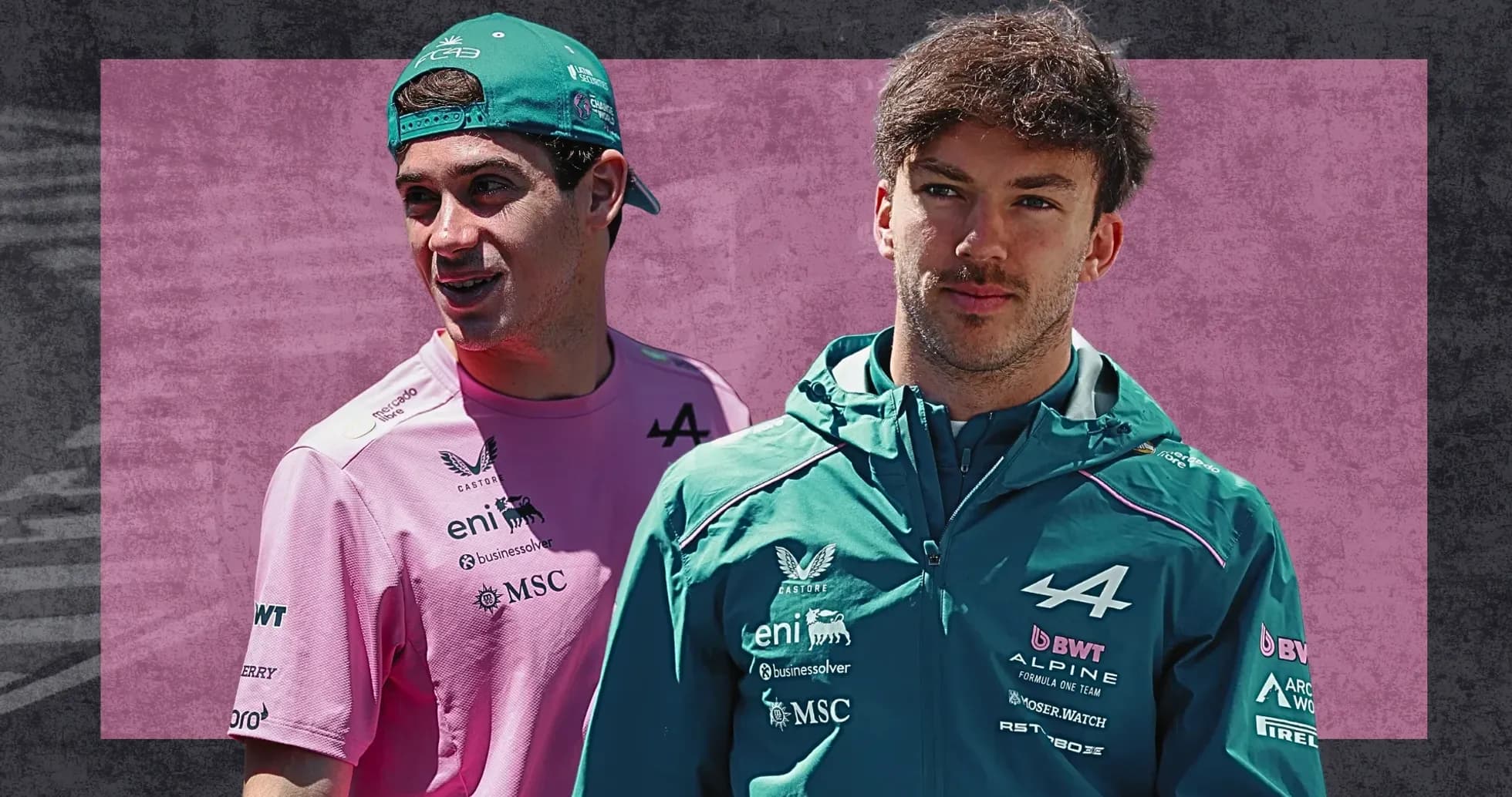 Formula 1 drivers posing in team apparel