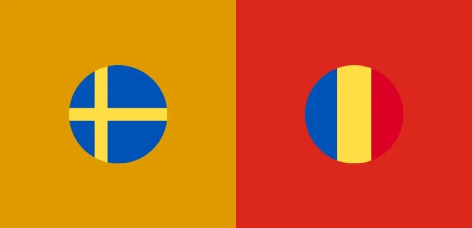 Sweden and Romania flags in circular designs