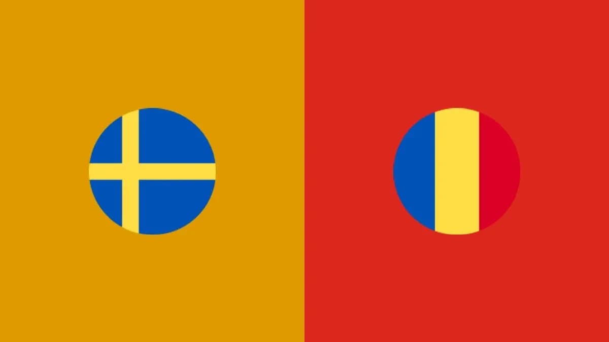 Sweden and Romania flags in circular designs