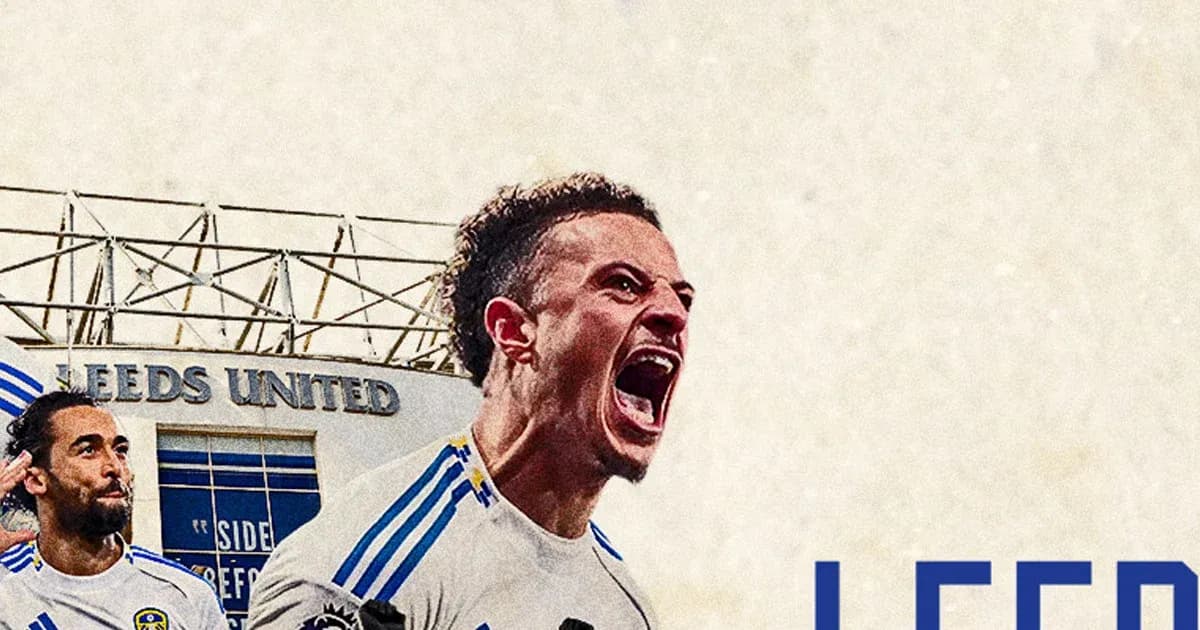 Leeds United player celebrating at stadium