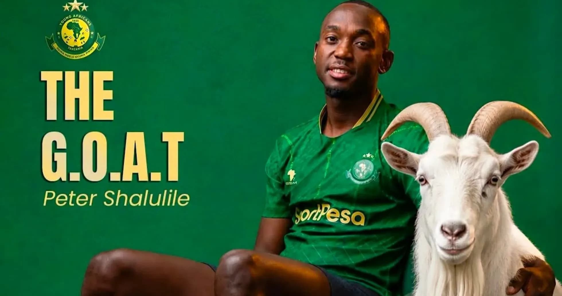 Peter Shalulile posing with a goat