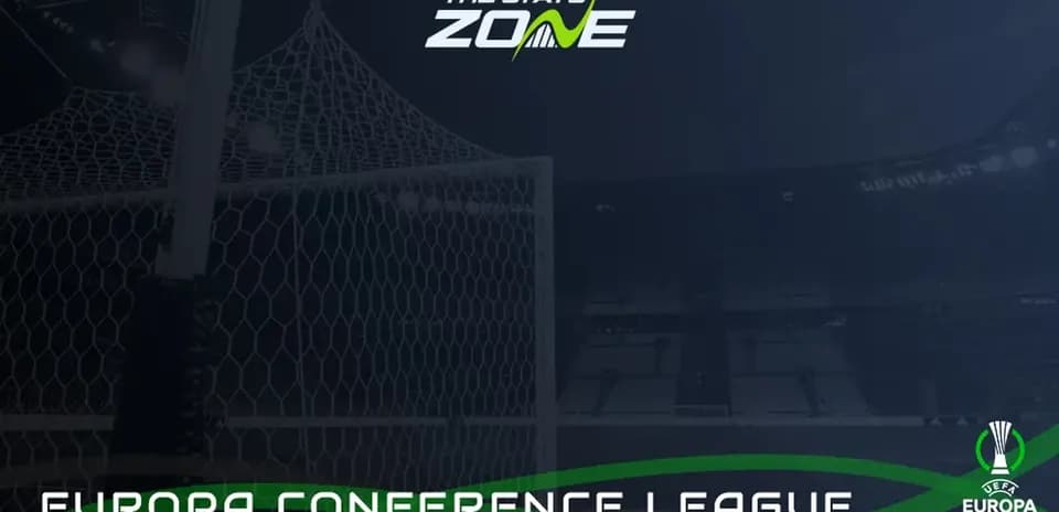 Stadium goal with UEFA Europa Conference League branding