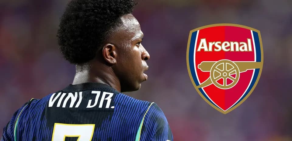 Futbolchi Vini Jr. Arsenal logosi bilan
