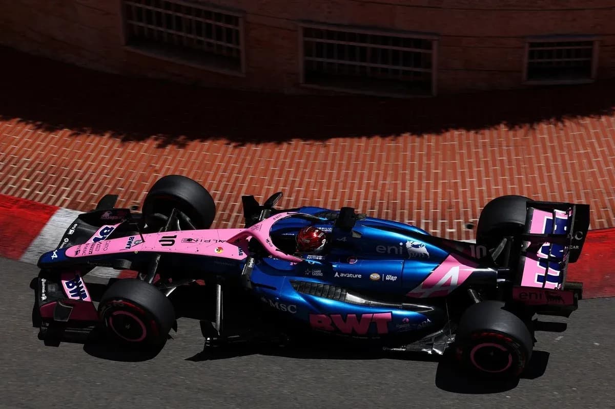 Formula 1 car racing on street circuit