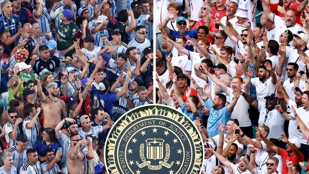 Argentina and England fans cheering at a match