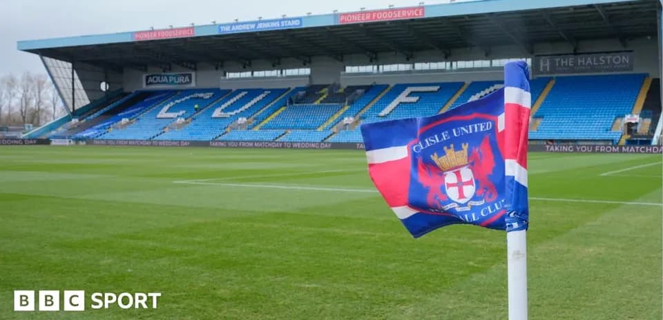 Carlisle United corner flag at stadium pitch
