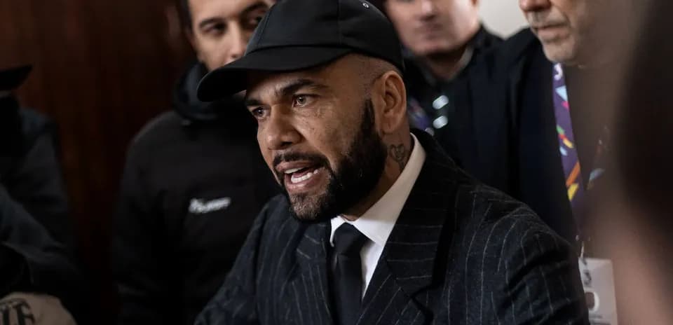 Dani Alves speaking during a press conference
