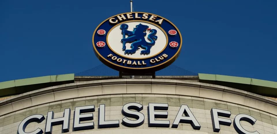 Chelsea FC club logo on stadium entrance