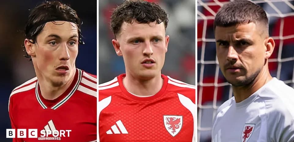 Wales football players in team kits during training
