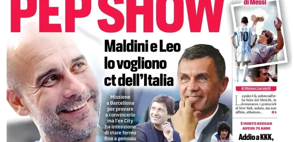 Pep Guardiola smiling on magazine cover