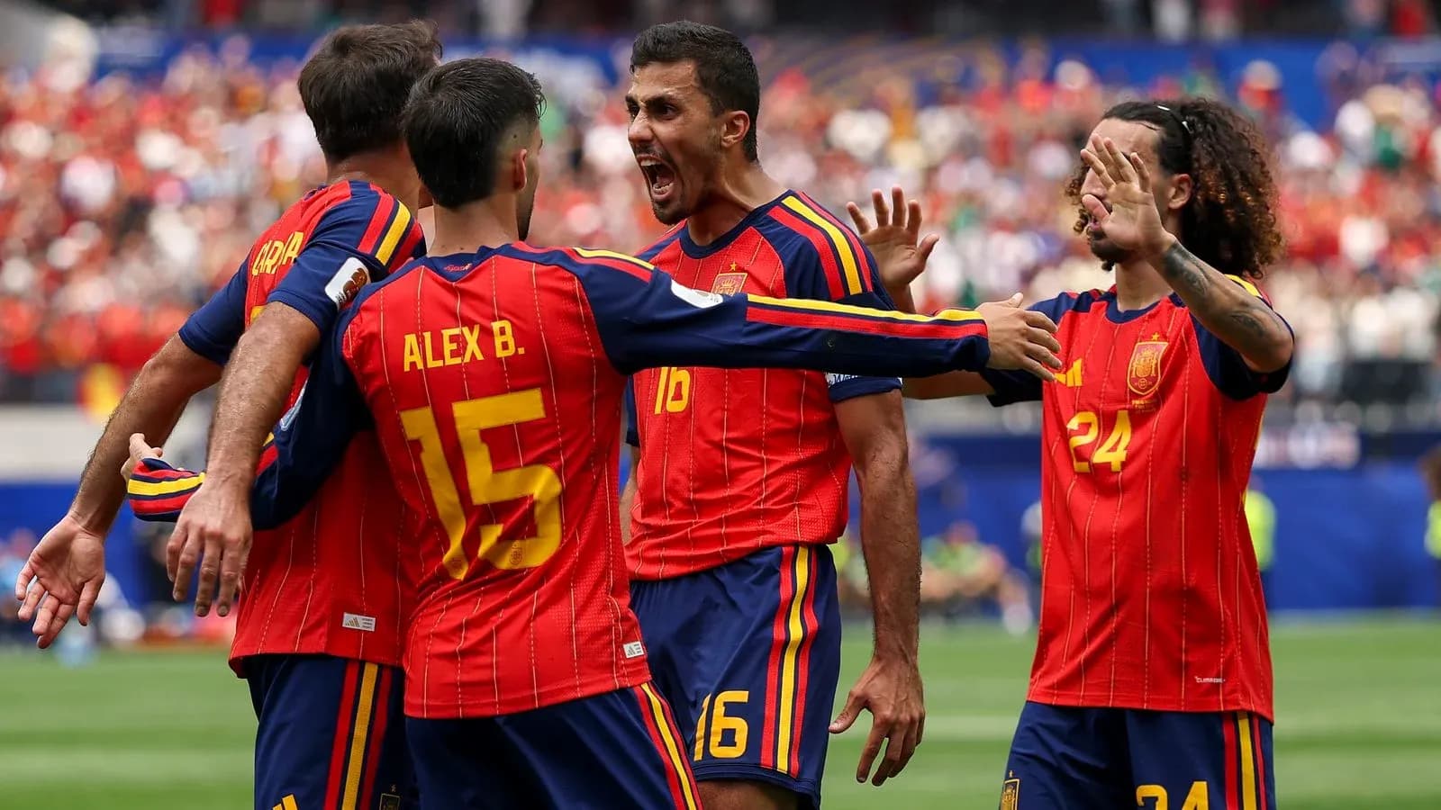 Ispaniya futbolchilarining gol nishonlash momenti