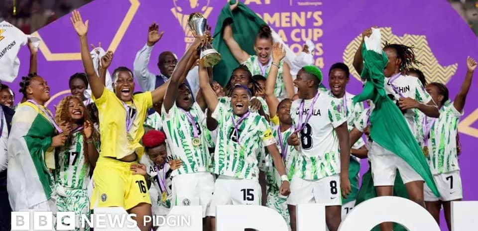 Nigerian women's team celebrating AFCON victory