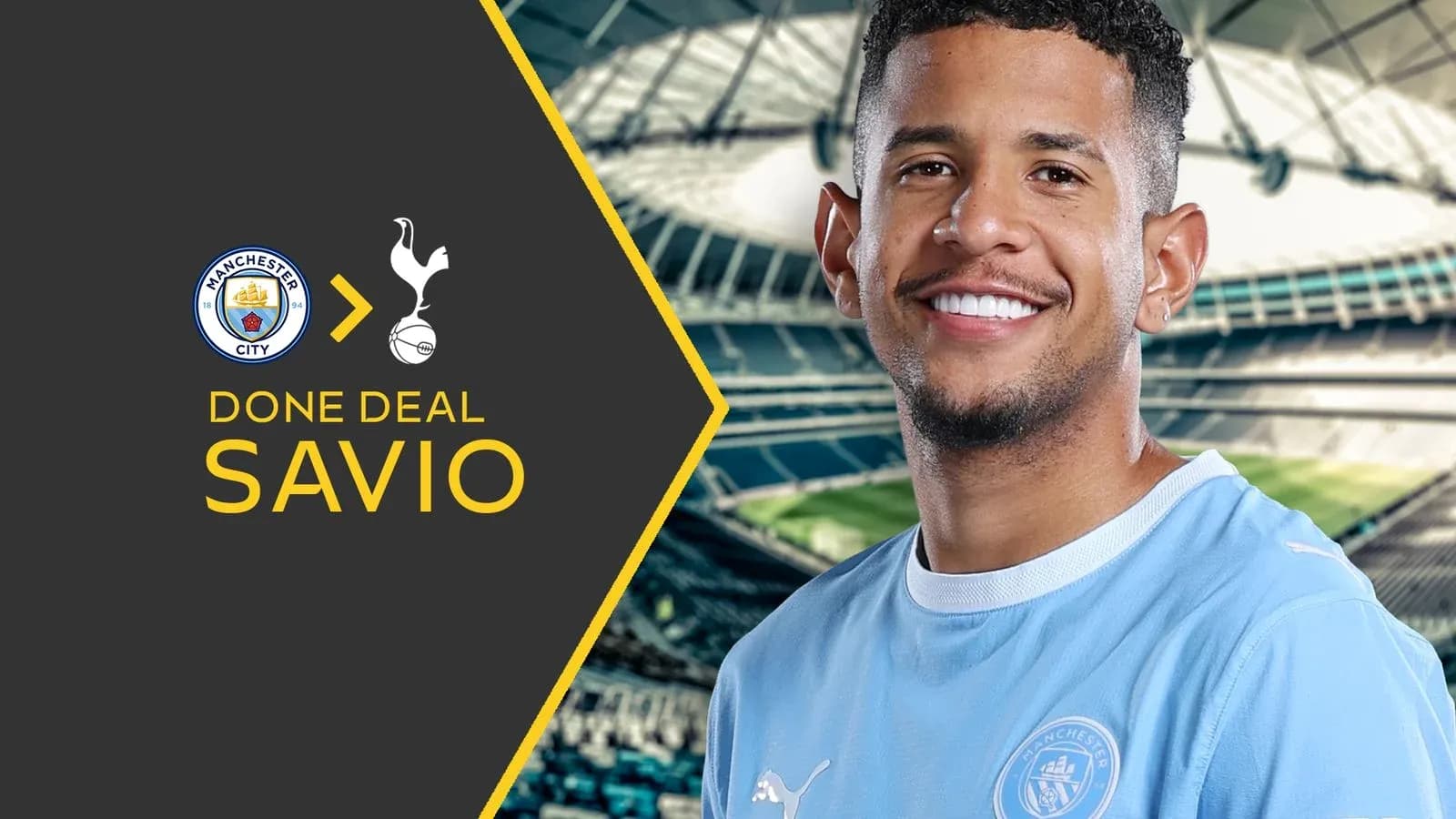 Savio smiling, announcing transfer from Manchester City
