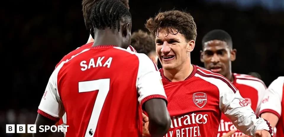 Arsenal players celebrating during a match