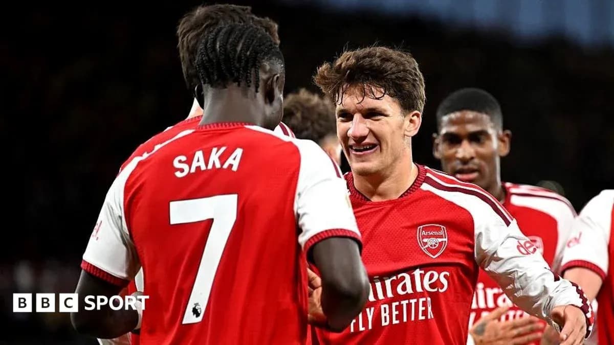 Arsenal players celebrating during a match