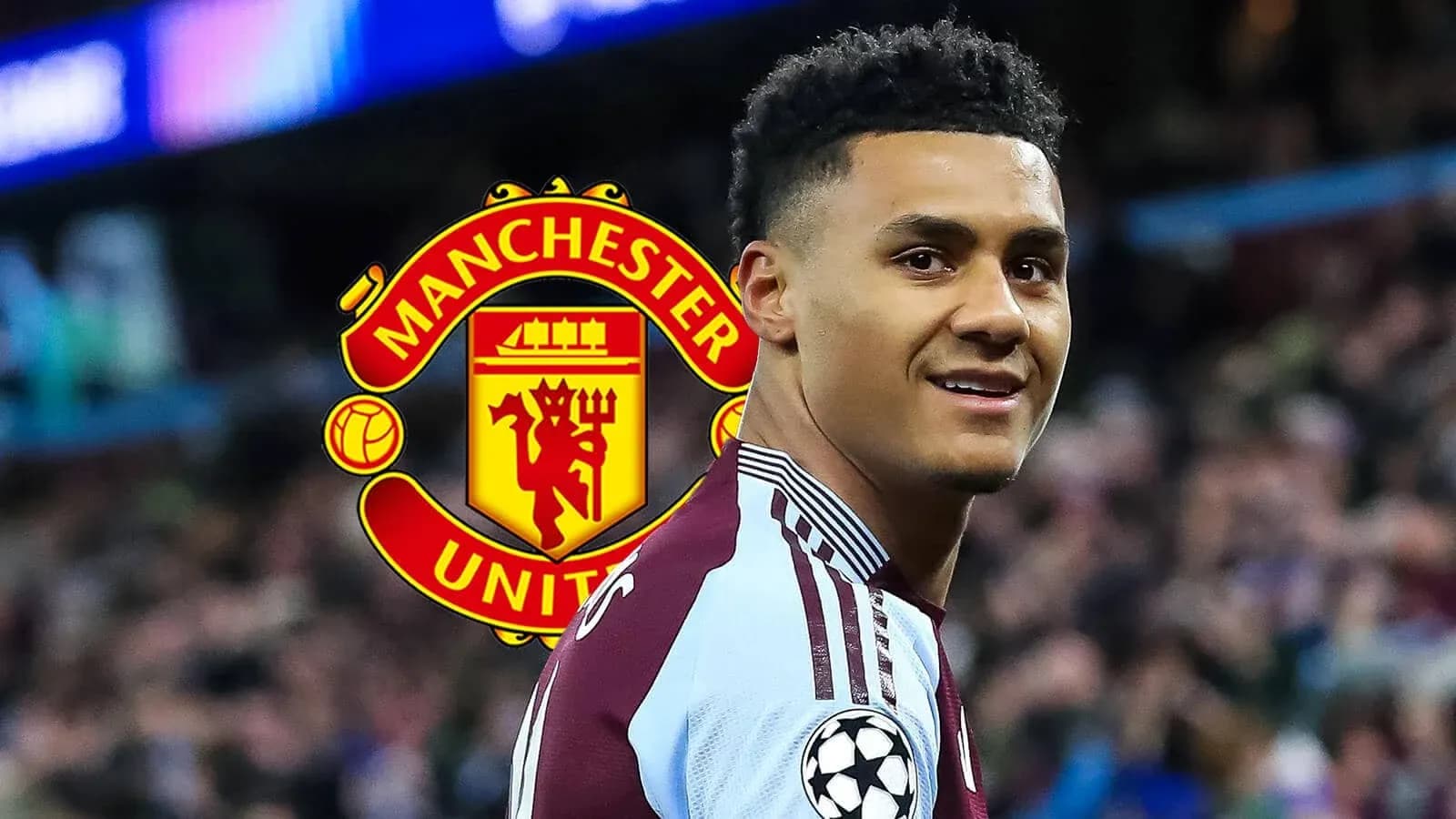 Futbolchi maydonda Manchester United logotipi bilan