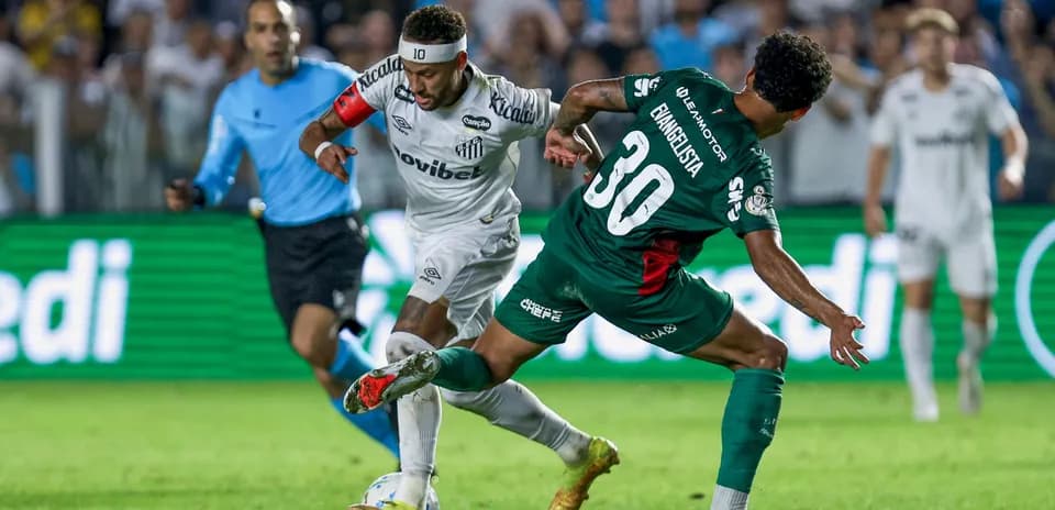 Two players battling for the ball during match