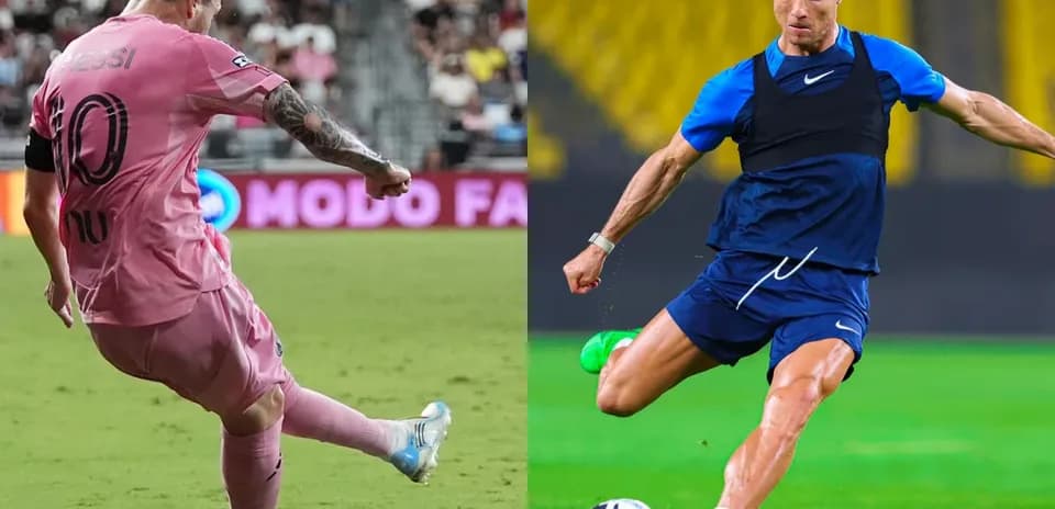 Messi and Ronaldo training and practicing football skills