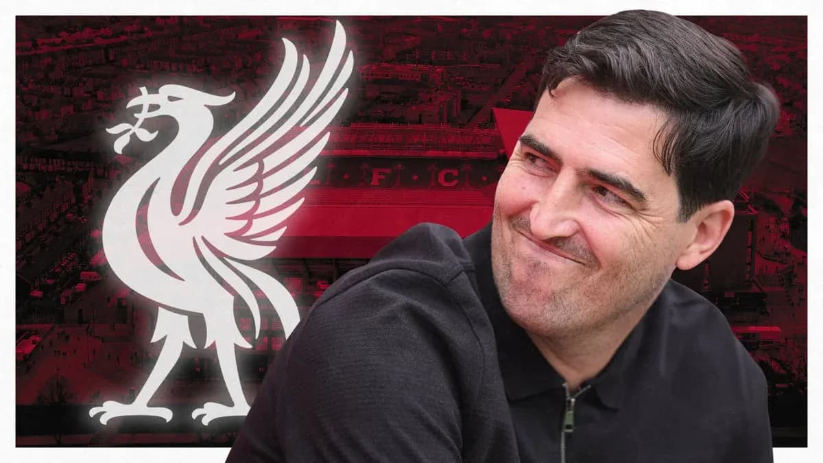 Men at Liverpool FC backdrop smiling during event