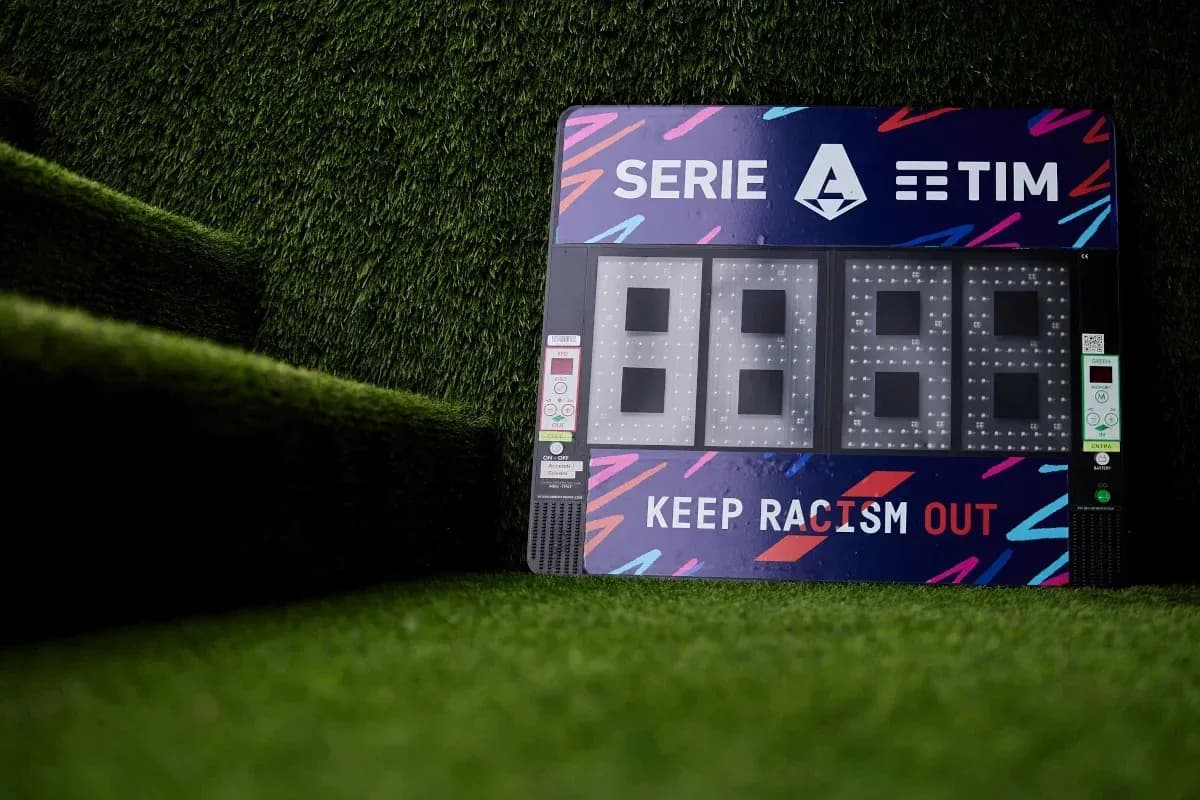 Serie A electronic scoreboard with anti-racism message