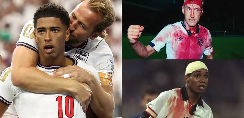 England players during matches with notable moments