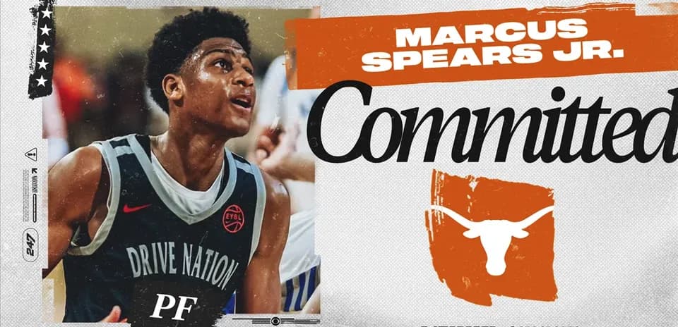 Marcus Spears Jr. in basketball uniform, committed to Texas