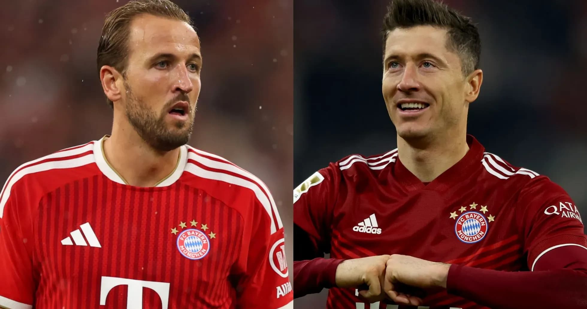 Harry Kane and Robert Lewandowski in Bayern Munich kits
