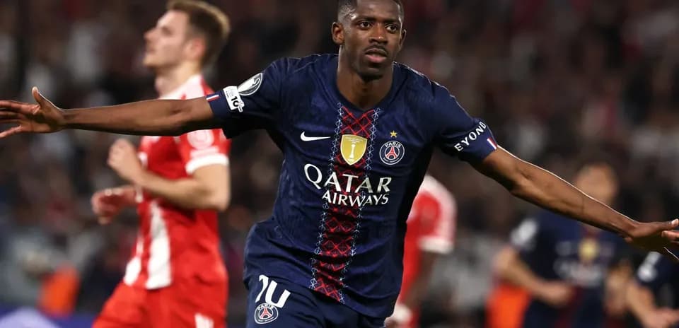 Ousmane Dembélé celebrating goal for PSG during match