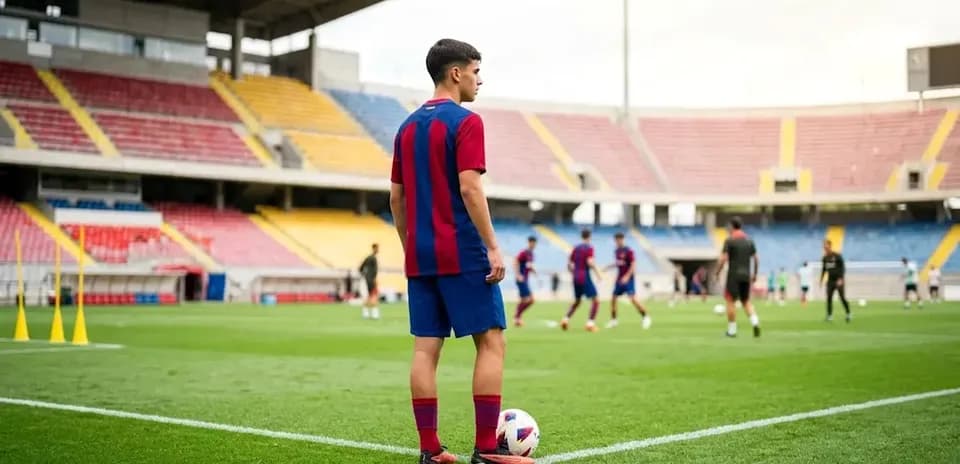 Futbolchi tayyorgarlik mashg'ulotida to'p ushlab turibdi