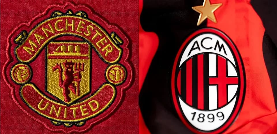 Logos of Manchester United and AC Milan