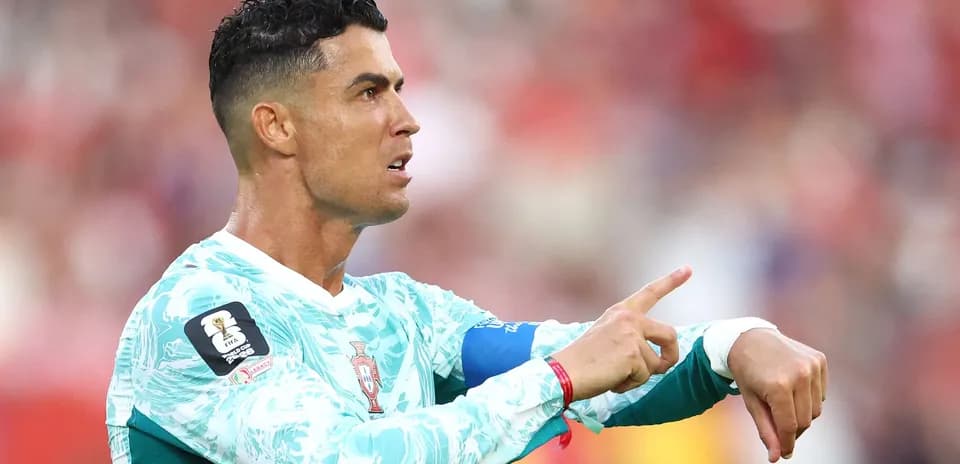 Cristiano Ronaldo gesturing during a match
