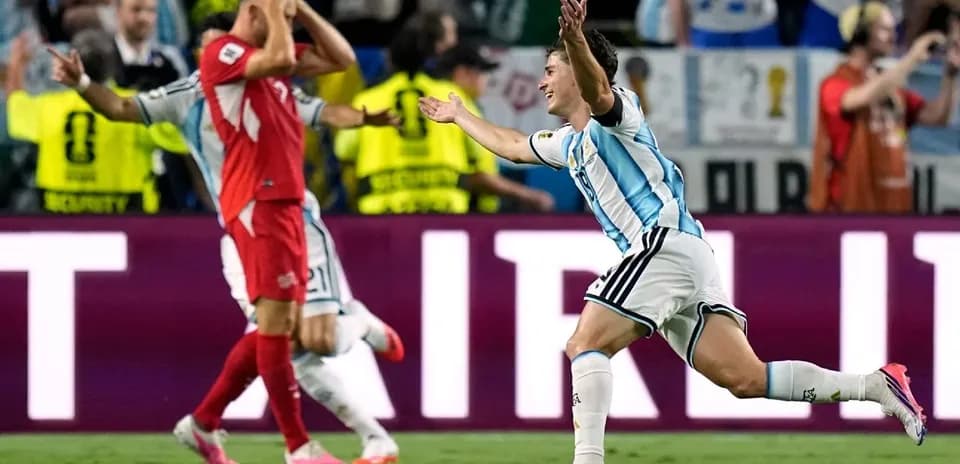 Argentina player celebrating goal during match