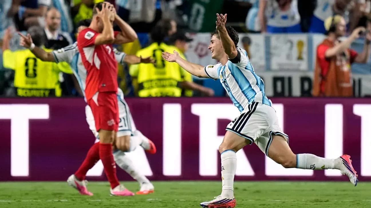 Argentina player celebrating goal during match
