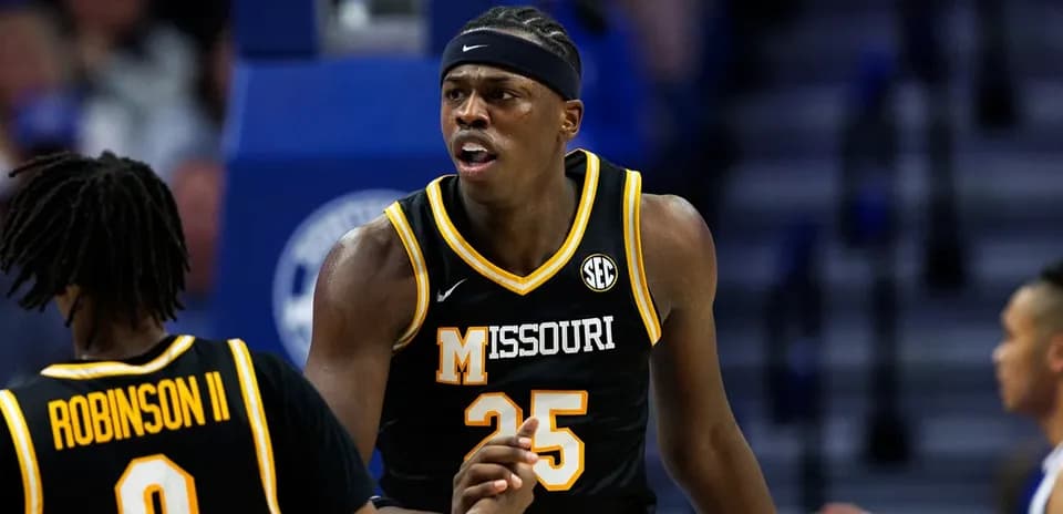 Missouri player celebrating during basketball game