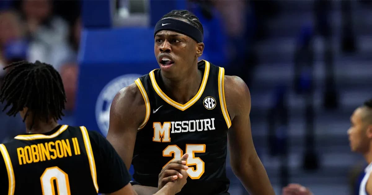 Missouri player celebrating during basketball game