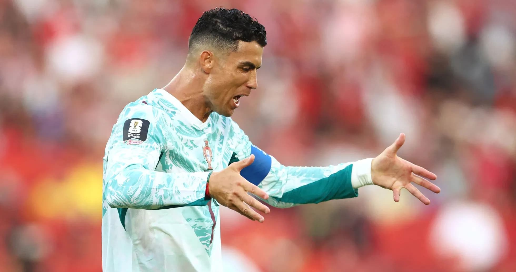 Cristiano Ronaldo gesturing during a match
