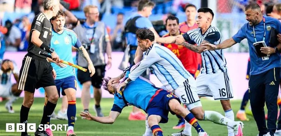 Players clashing during intense match confrontation