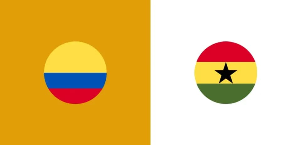 Colombia and Ghana flags side by side