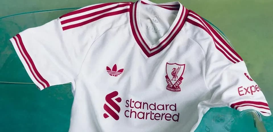 Liverpool FC white jersey with red accents