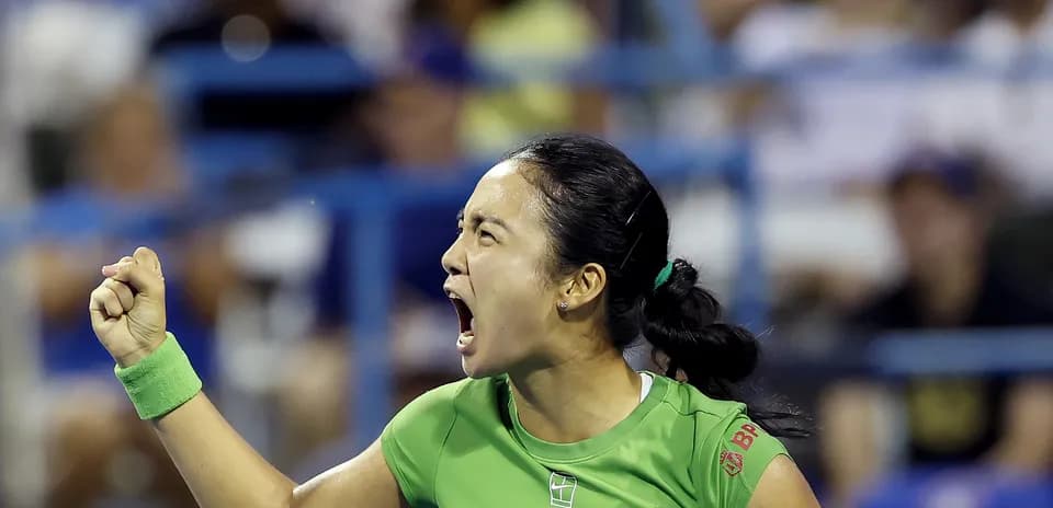 Tennis player celebrating with a clenched fist