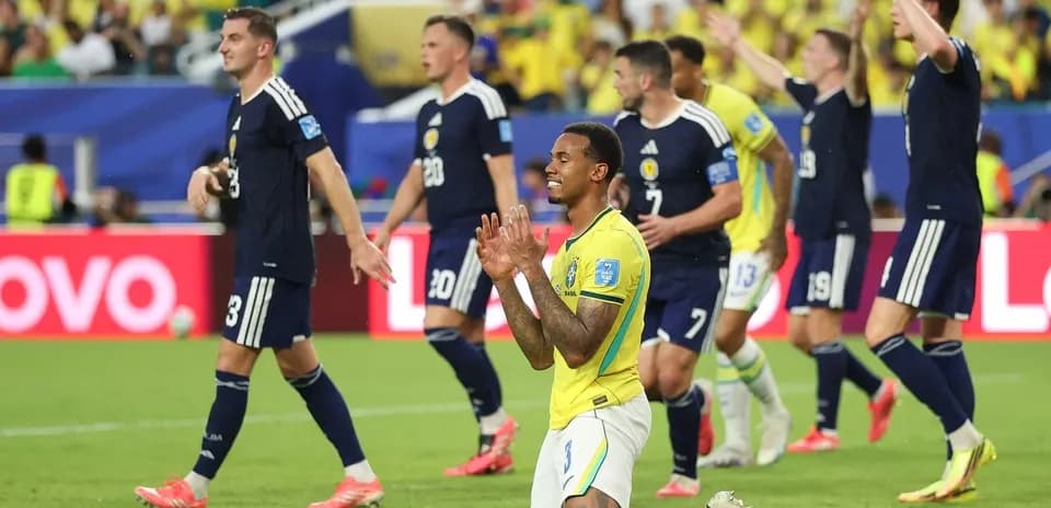 Brazillian player kneeling during match against Scotland