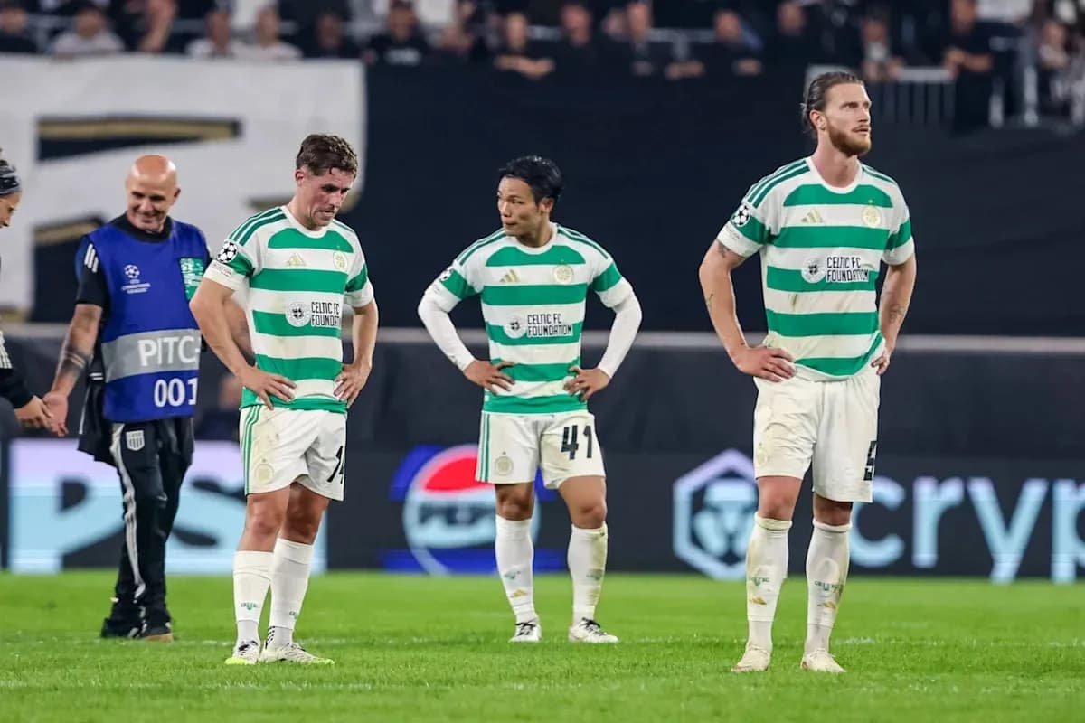 Celtic FC players looking dejected after match