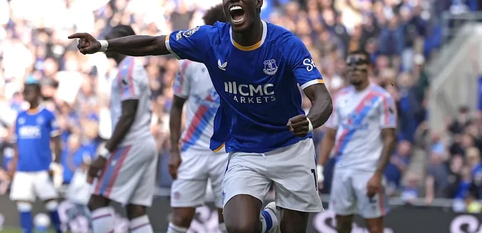 Everton player celebrating goal during match