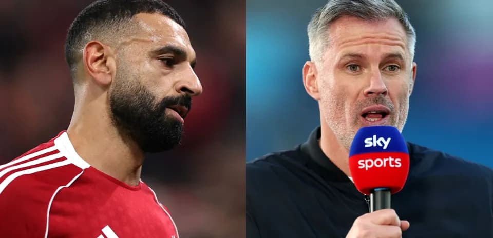 Muhammad Salah and Jamie Carragher during broadcast