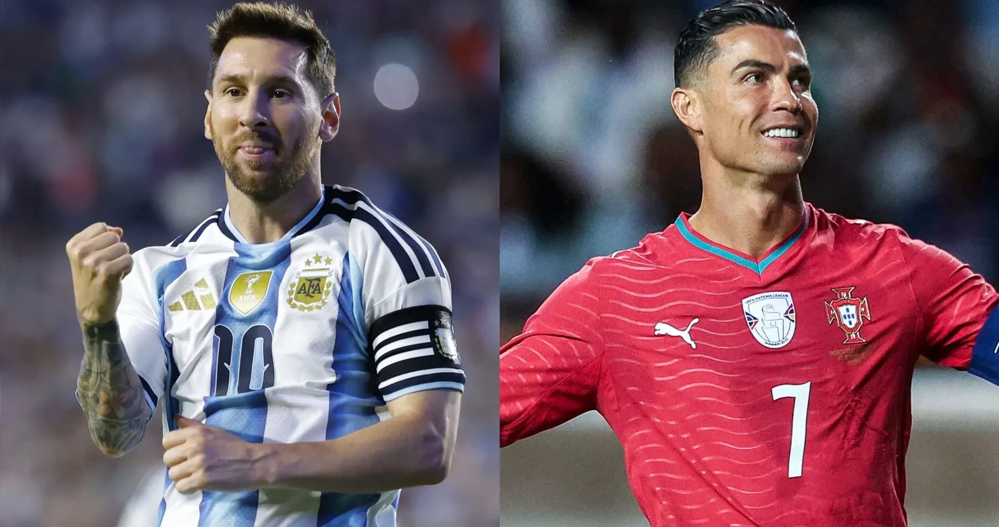 Lionel Messi and Cristiano Ronaldo posing together